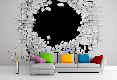 3d Fototapeta Diera v stene